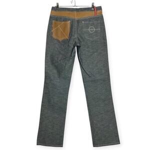 Koperhaus High Rise Straight Leg Jeans Leather Details SIZE 29 x 34 Gray Denim